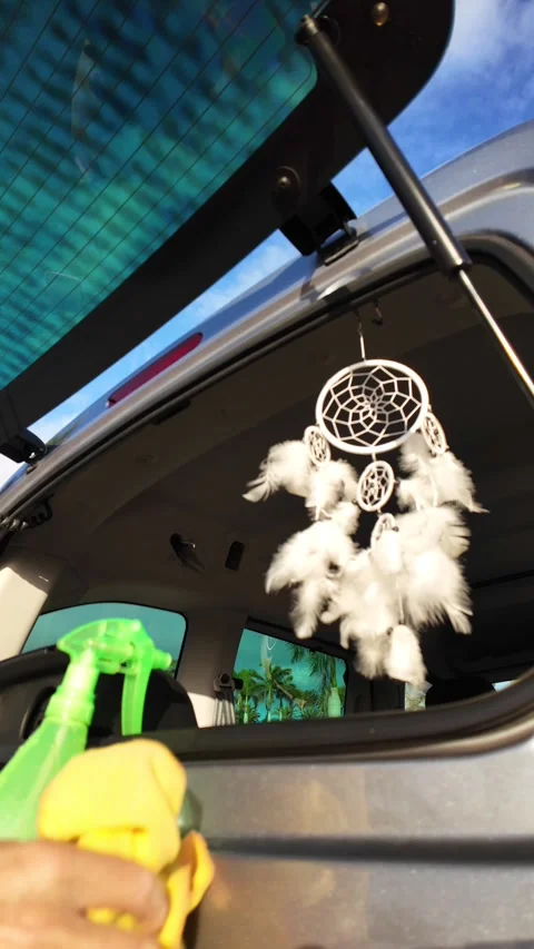 Close up of a person cleaning a car trunk interior Video stock 330554662