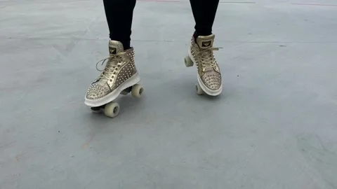 Close up of person doing moves on the rollerblades Stock Footage 161262007