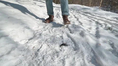 Close-up of a person finding lost keys in the snow in a forest on a winter day 库存影片 337101590