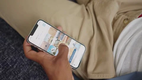 Close-up of person hands using smartphone or cell phone Tapping scrolling w.. Stock Footage 272779254