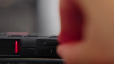 Close-up of a person inserting sd memory cards into a reader. Stock Footage 328390204