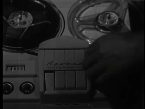 Close-up of person pressing play button on tape recorder Stock Footage 260256236