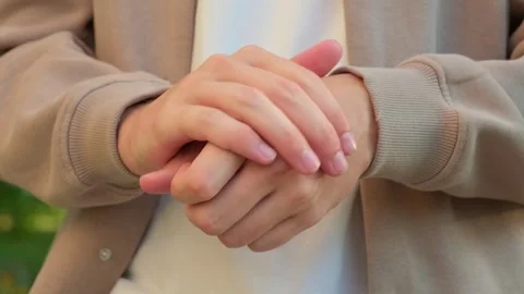 Close up of a person rubbing their hands together. Man with anticipation an.. Stock-Footage 339547201