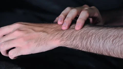 Close Up of Person Scratching Forearm Due to Skin Irritation or Itching Stock Footage 337785106