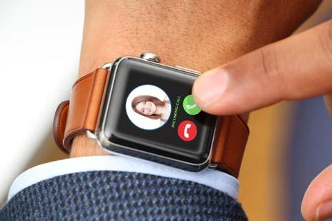 Close-up of a person using smart watch Stock Photos