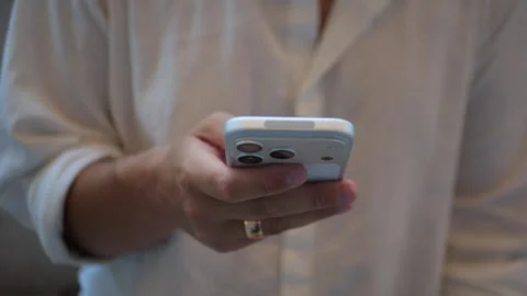 Close-Up Of Person Using Smartphone Indoors, Modern Mobile... Vídeo Stock 334437129