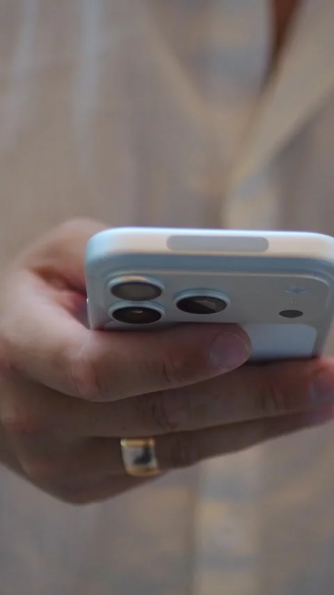 Close-Up Of Person Using Smartphone Indoors, Modern Mobile Communication... Stock Footage 344455235