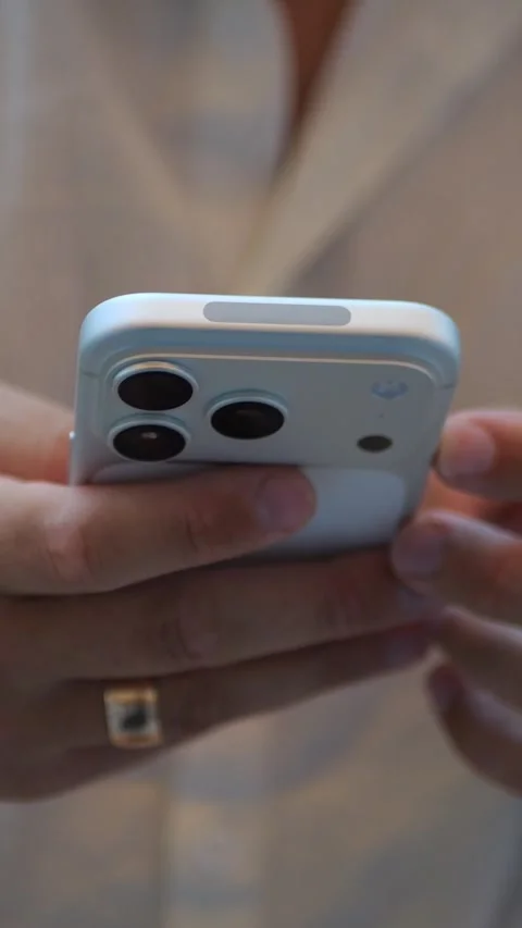 Close-Up Of Person Using Smartphone Indoors, Mobile Communication... Stock Footage 344455253