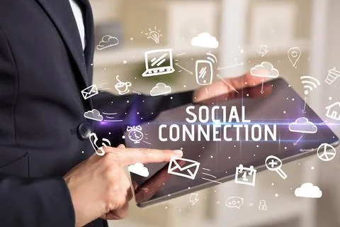 Close-up Of A Person Using Social Networking Stock Photos