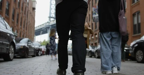 Close Up of Person Walking Through The Streets Of Infamous New York City Stock Footage 110494702