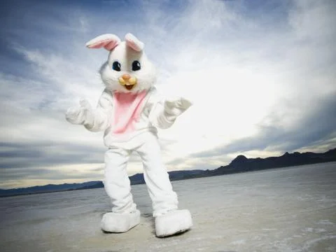 Close-up of a person wearing a rabbit costume Stock Photos