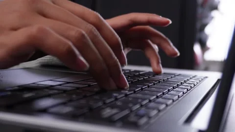 Close up of person work from home typing on a keyboard Stock Footage 274467502