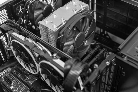 Close-up of personal computer components. Stock Photos