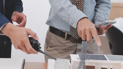 Close-up Of Person's engineer Hand Drawing Plan On Blue Print with architec.. Stock Footage 345607791