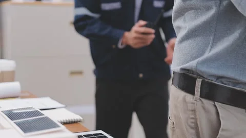 Close-up Of Person's engineer Hand Drawing Plan On Blue Print with architec.. Stock Footage 345607811