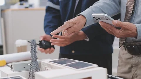 Close-up Of Person's engineer Hand Drawing Plan On Blue Print with architec.. Stock Footage 345607813