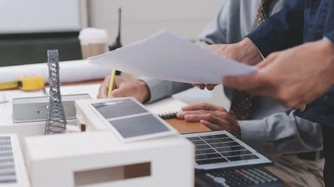Close-up Of Person's engineer Hand Drawing Plan On Blue Print with architec.. Stock Footage 345607836