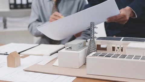 Close-up Of Person's engineer Hand Drawing Plan On Blue Print with architec.. Stock Footage 345607841