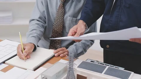 Close-up Of Person's engineer Hand Drawing Plan On Blue Print with architec.. Stock Footage 345607843