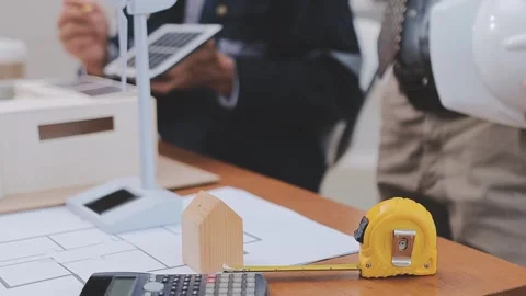 Close-up Of Person's engineer Hand Drawing Plan On Blue Print with architec.. Stock Footage 345607920