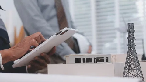 Close-up Of Person's engineer Hand Drawing Plan On Blue Print with architec.. Stock Footage 345607940