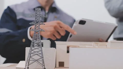 Close-up Of Person's engineer Hand Drawing Plan On Blue Print with architec.. Stock Footage 345607944