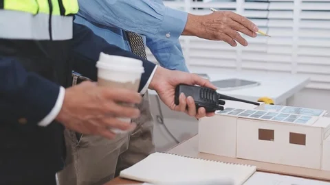 Close-up Of Person's engineer Hand Drawing Plan On Blue Print with architec.. Stock Footage 345608402