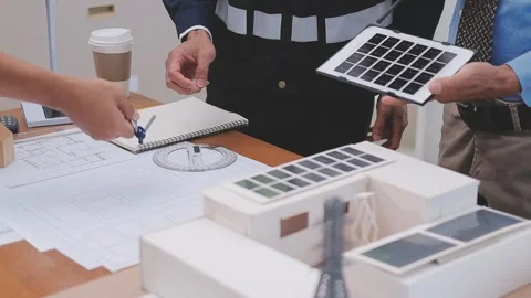 Close-up Of Person's engineer Hand Drawing Plan On Blue Print with architec.. Stock Footage 345608521