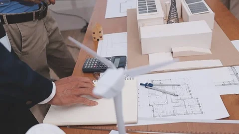 Close-up Of Person's engineer Hand Drawing Plan On Blue Print with architec.. Stock Footage 345608678