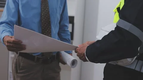 Close-up Of Person's engineer Hand Drawing Plan On Blue Print with architec.. Stock Footage 345608812