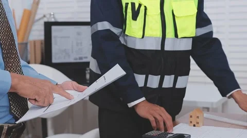 Close-up Of Person's engineer Hand Drawing Plan On Blue Print with architec.. Stock Footage 345608956