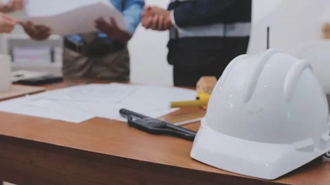 Close-up Of Person's engineer Hand Drawing Plan On Blue Print with architec.. Stock Footage 345608963