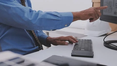 Close-up Of Person's engineer Hand Drawing Plan On Blue Print with architec.. Stock Footage 345609203