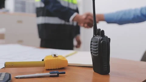 Close-up Of Person's engineer Hand Drawing Plan On Blue Print with architec.. Stock Footage 345609546