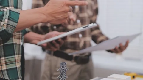Close-up Of Person's engineer Hand Drawing Plan On Blue Print with architec.. Stock Footage 345610278