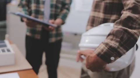 Close-up Of Person's engineer Hand Drawing Plan On Blue Print with architec.. Stock Footage 345610733