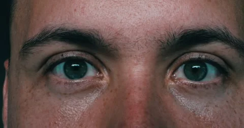 Close-up of Person's Eye With Blue Iris. Blue Eye of Man Looking at Camera. Stockbeeldmateriaal 280538361