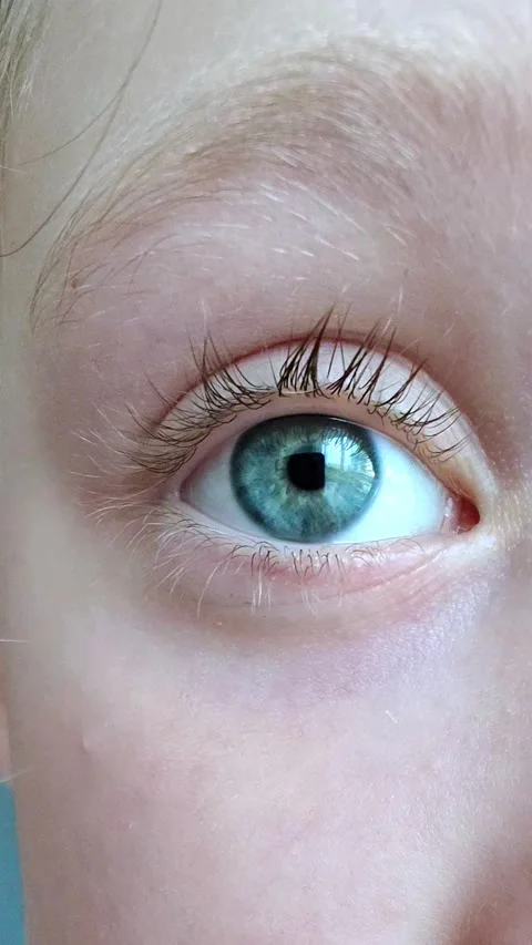 Close-up of Person's Eye With Blue Iris. Blue Eye of Child. Stock Footage 281077778