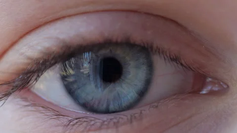 Close-up of Person's Eye With Blue Iris. Blue Eye of Child Looking at Camer.. Video stock 321427915