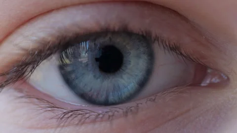 Close-up of Person's Eye With Blue Iris. Blue Eye of Child Looking at Camer.. Video stock 327395949