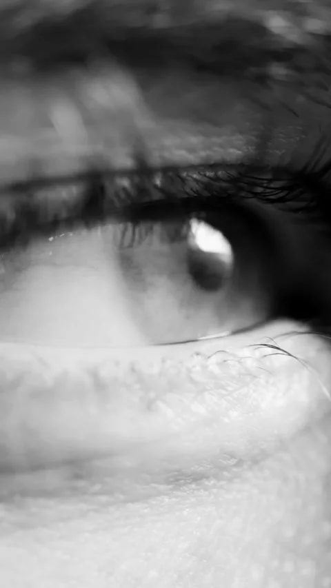 Close-up of a person's left eye. A random movement of the human eye. Stock Footage 318205539