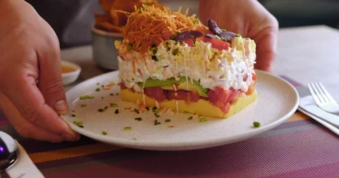 Close-Up of Peruvian Causa – Culinary Stock Footage Stock Footage 290999206