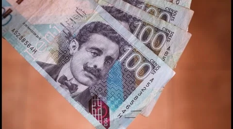 Close up of the Peruvian currency of 100 nuevos soles. Stock Footage 283854192