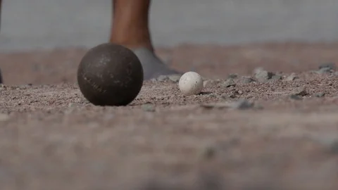 Close up of petanque balls Stock Footage