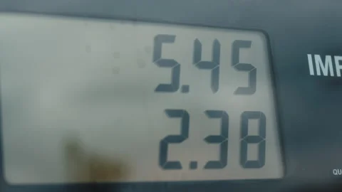 Close up of petrol pump counter. Concept of expensive fuel 動画素材 171854112