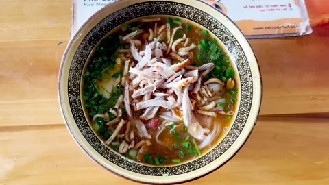 Close-up of "Pho Con Sui" - a unique local specialty of Sa Pa Stock Footage 324553504