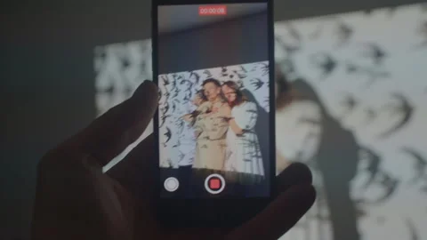 Close-up phone screen with video function. Recording what is happening set. Video stock 196188191
