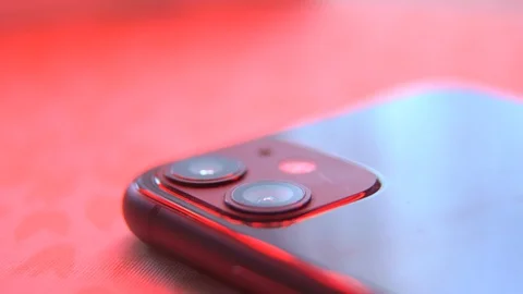 Close-up of the phone's camera Stock Footage 128691880