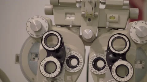 Close up of a phoropter in a optician studio Stock Footage 56576182