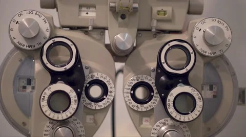 Close up of a phoropter in a optician studio Stock Footage 56576470